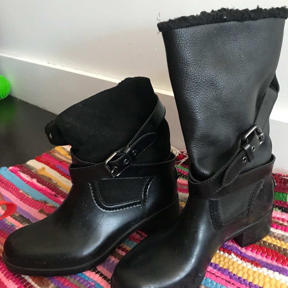 Coach shearling moto rain boots!